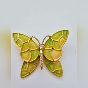 Vintage Signed HOLLYCRAFT Enameled Butterfly Brooch - Mod Era